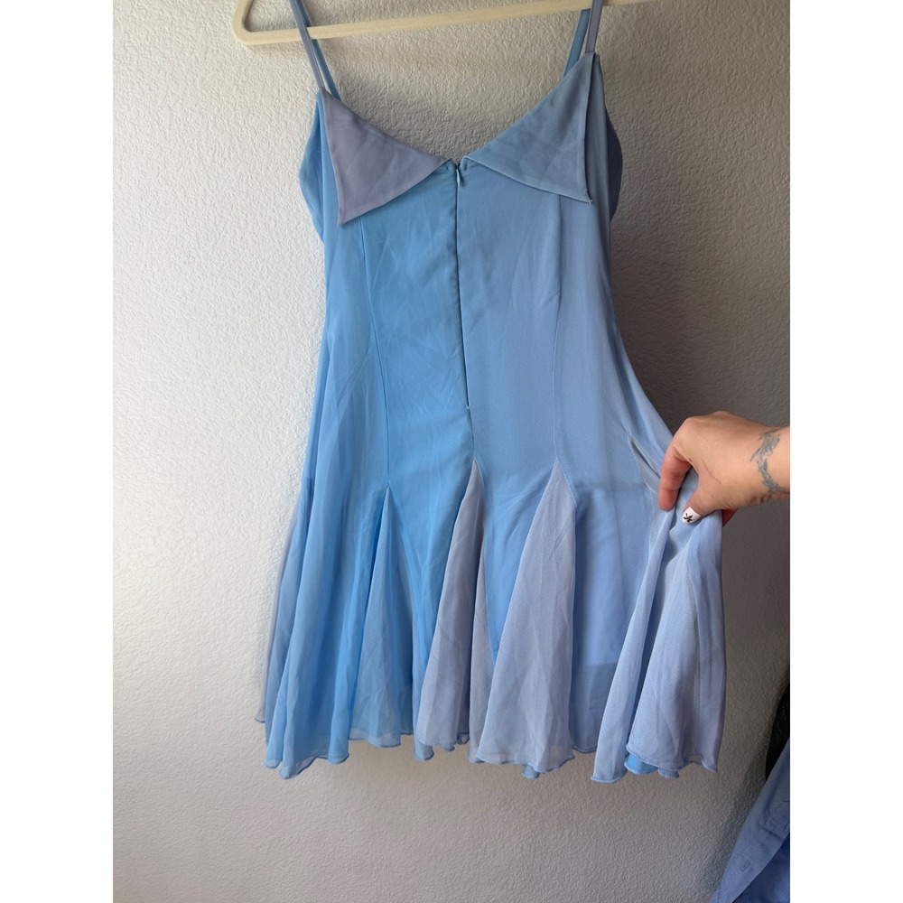 OW Collection Blue Colorblock Chiffon Mini Dress NWT Fairycore Coquette Flawed - Picture 6 of 10